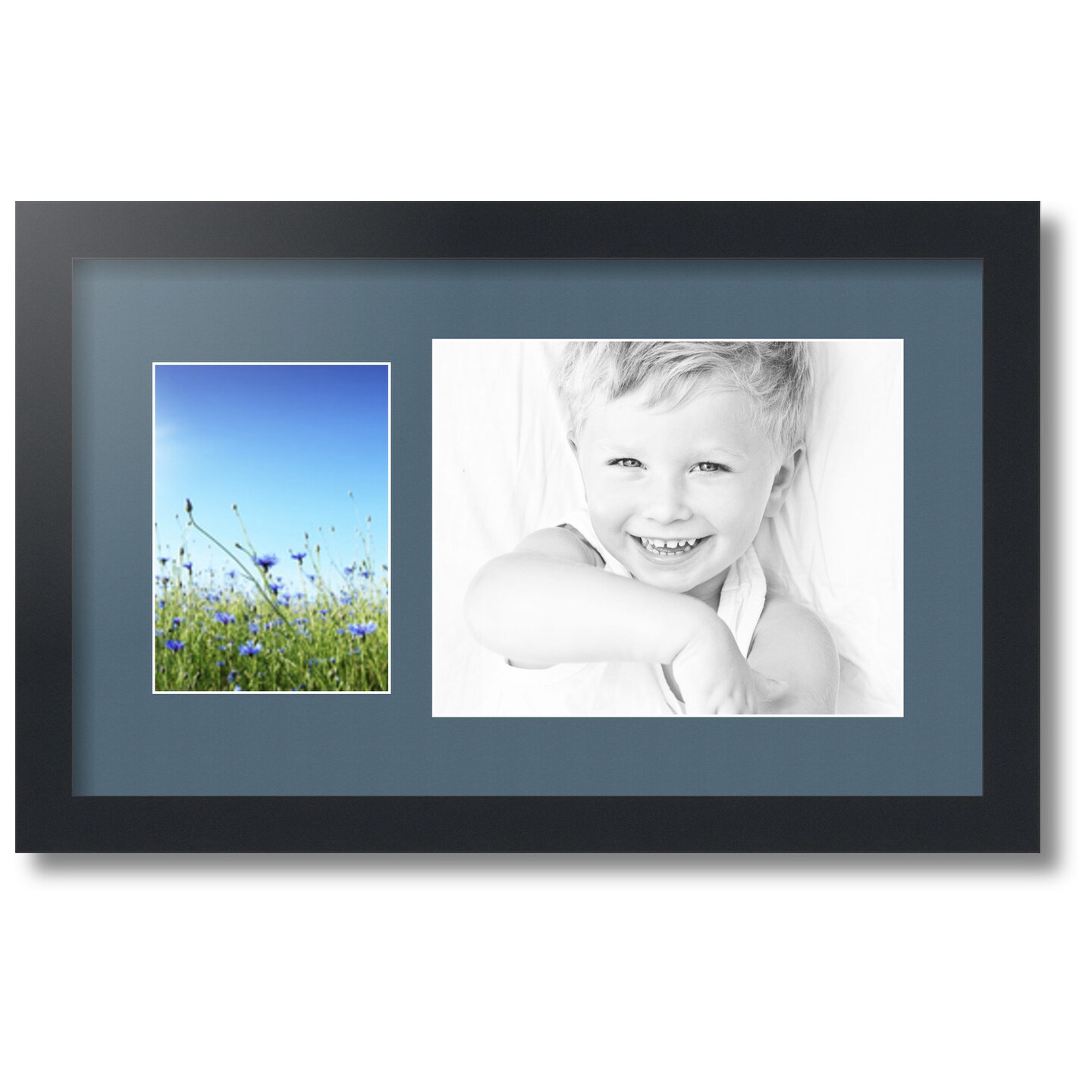 ArtToFrames Collage Photo Picture Frame with 1 - 5x7, 8x10 inch Openings, Framed in Black with Over 62 Mat Color Options and Regular Glass (CSM-3926-166)