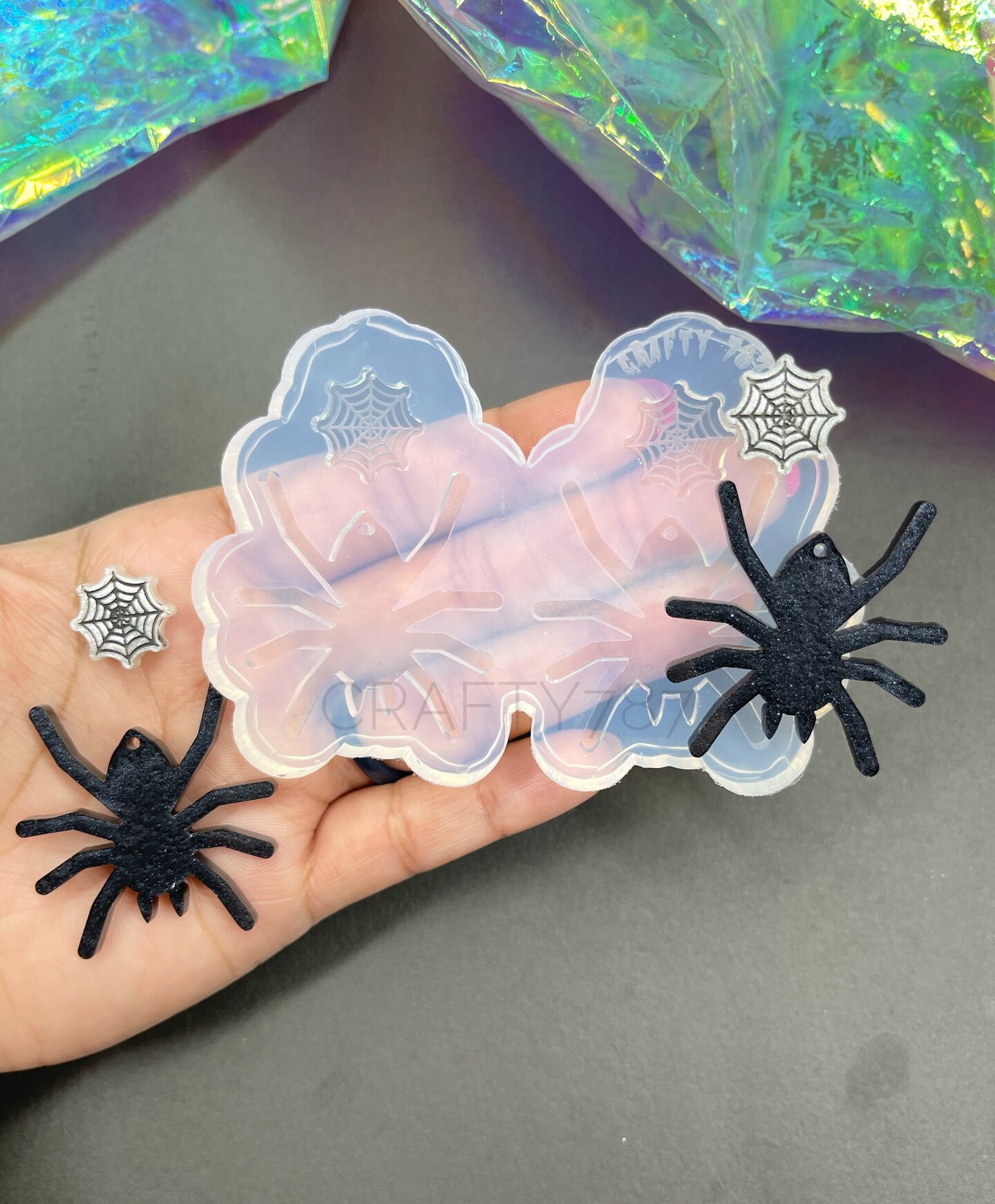 Spider Dangle Earring + Spider Web Silicone Mold(C4)