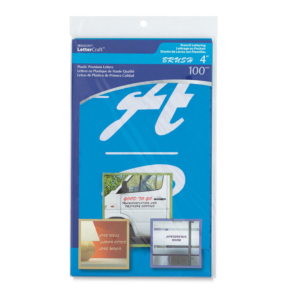 Westcott BetterLetter Plastic Letter Stencils - 4&#x22;, Capital Only, Brush