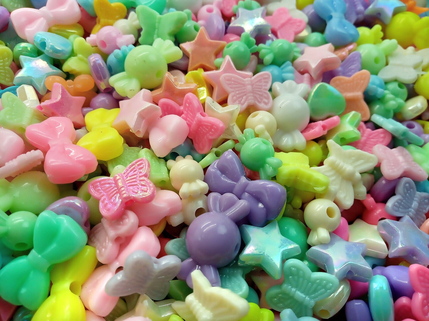 Pastel Acrylic Bead Mix, Cute Assortment of Plastic Beads