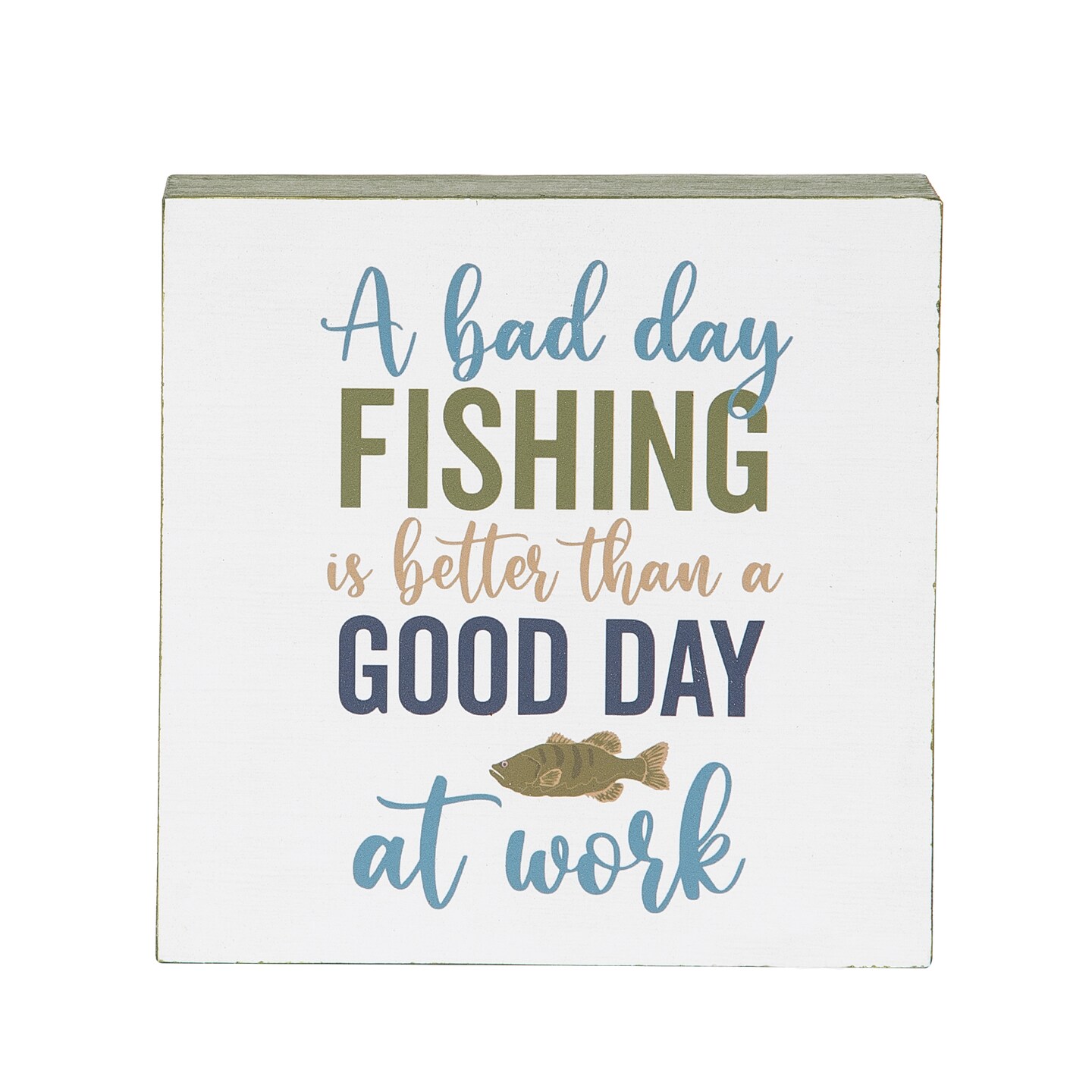 Bad Day Fishing Shelf Block Men's Nautical Lake Dockside Boating Funny Single Table Sitter Decoration Centerpiece Figurine Decor