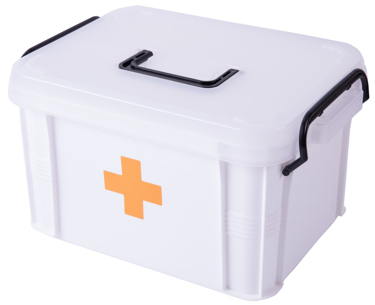 White Empty Medical Box for Home Emergency Supplies, Travel, Car, and Dorms – Compact First Aid Box with Handle, Detachable Tray and Locking Lid – Medical Organizer and First Aid Kit Storage