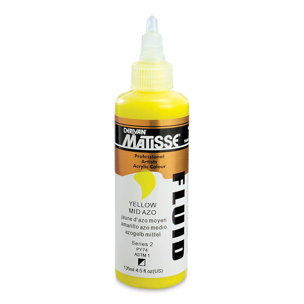 Matisse Fluid Acrylic - Yellow Mid Azo, 135 ml