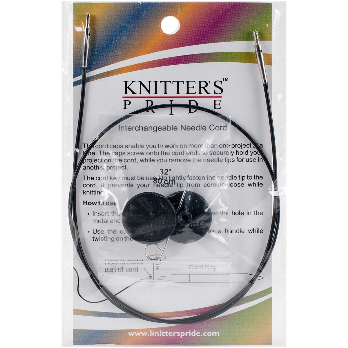 Knitter&#x27;s Pride-Interchangeable Cords 22&#x22; (32&#x22; w/tips)-Black