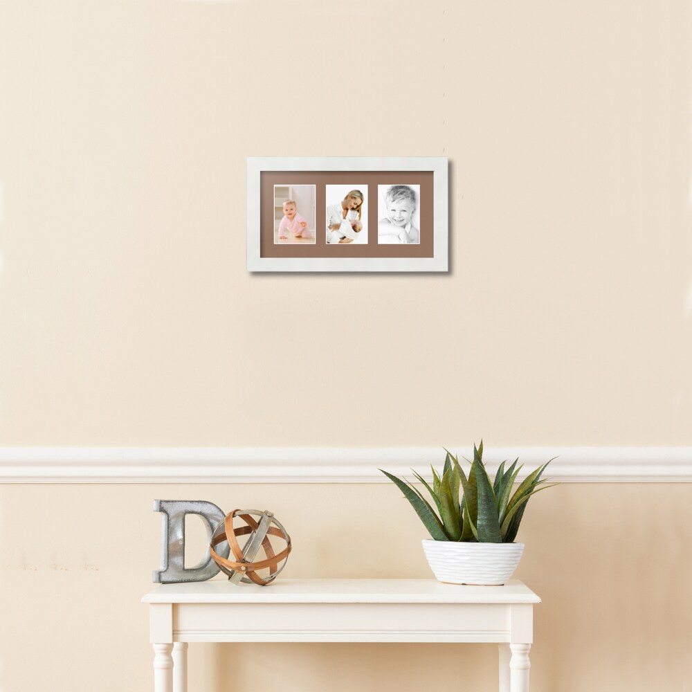 ArtToFrames Collage Photo Picture Frame with 3 - 3.5x5 inch Openings, Framed in White with Over 62 Mat Color Options and Regular Glass (CSM-3966-29)