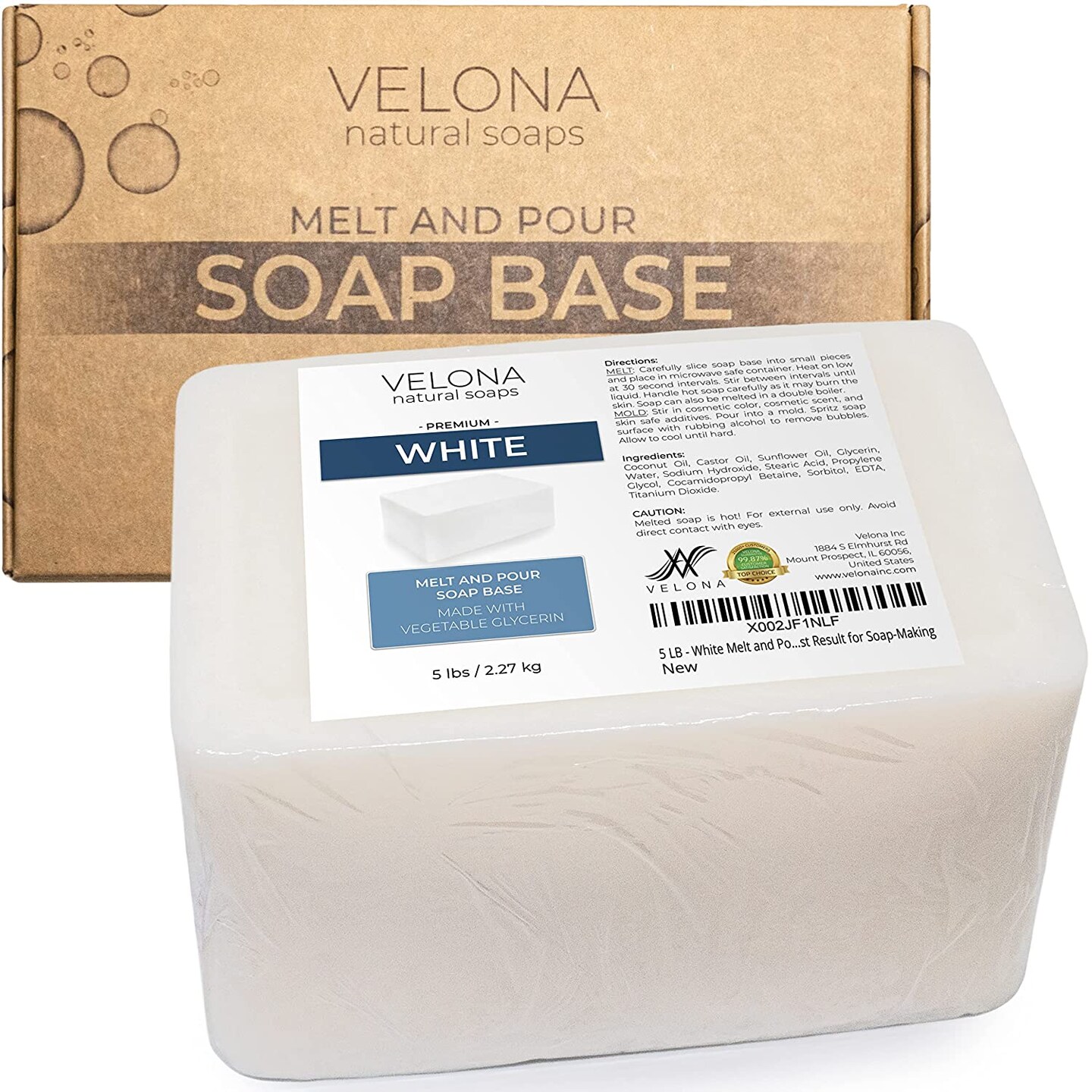 5 LB - White Melt and Pour Soap Base by Velona | SLS/SLES Free | Natural Bars for The Best Result for Soap-Making