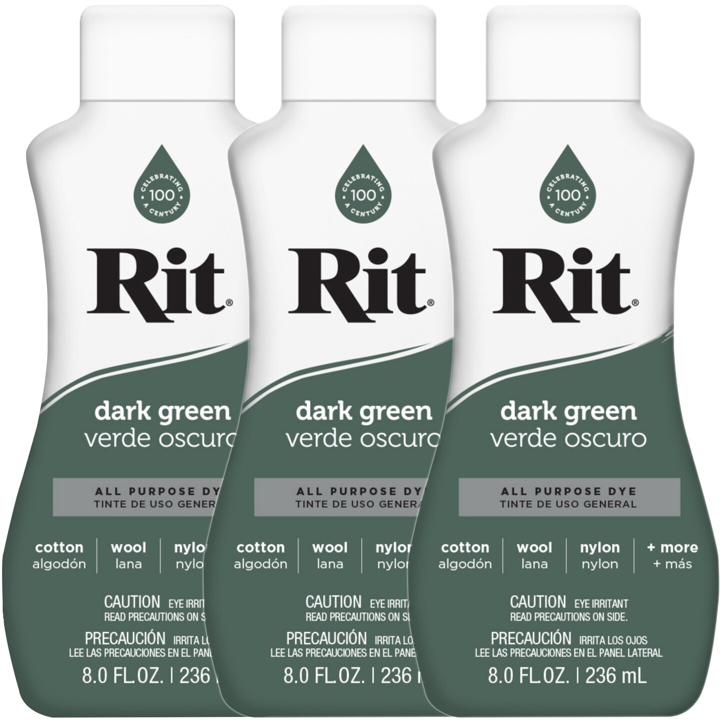 Multipack of 3 - Rit Dye Liquid 8oz-Dark Green