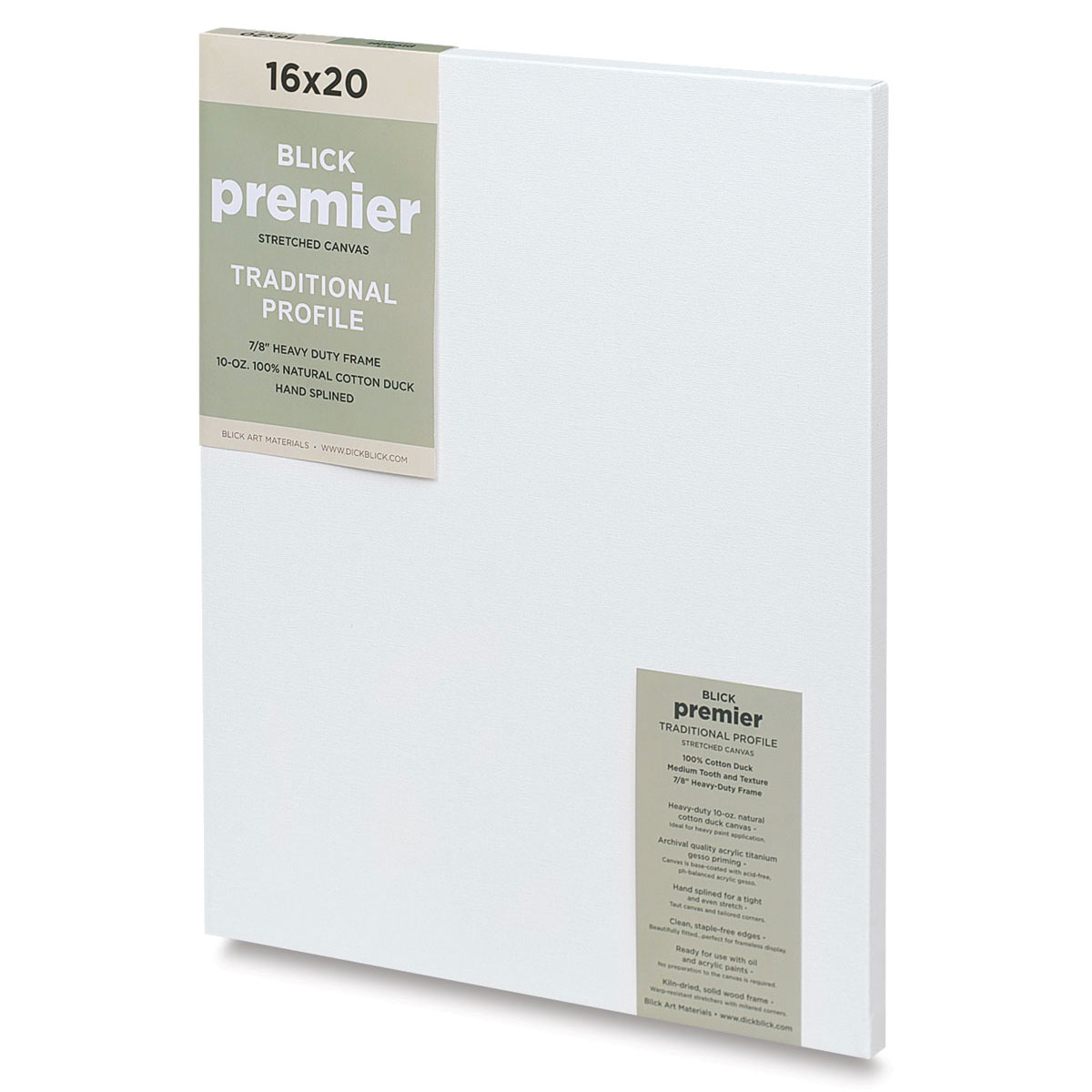 Blick Premier Stretched Cotton Canvas - Traditional Profile, Splined ...