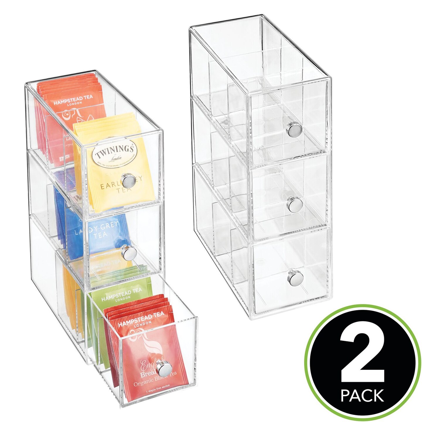 mDesign Plastic Kitchen Storage Tea Organizer, 3 Drawers Clear Michaels