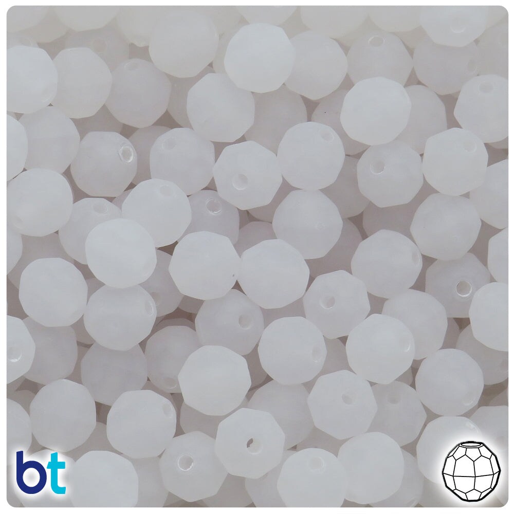 BeadTin Ice Frosted 10mm Faceted Round Plastic Craft Beads (225pcs)