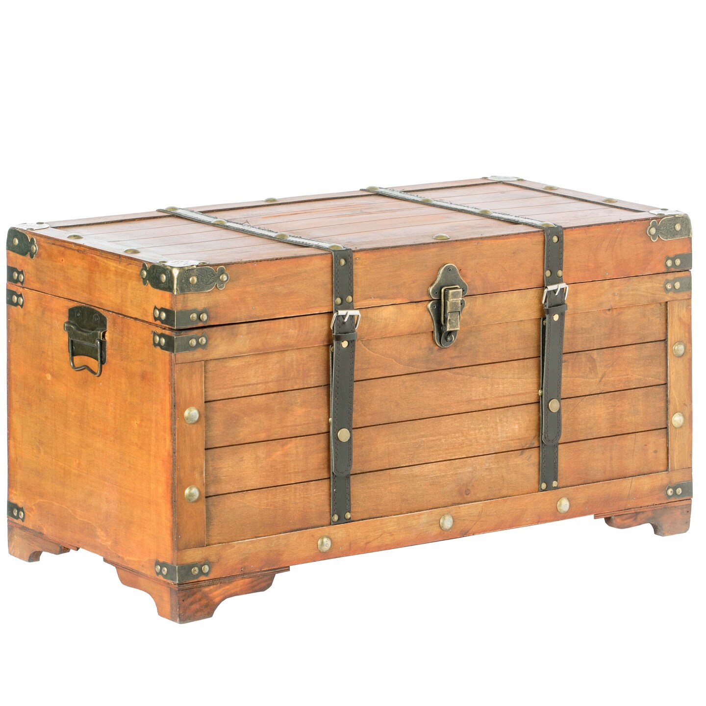 Rustic Large Wooden Storage Trunk with Lockable Latch