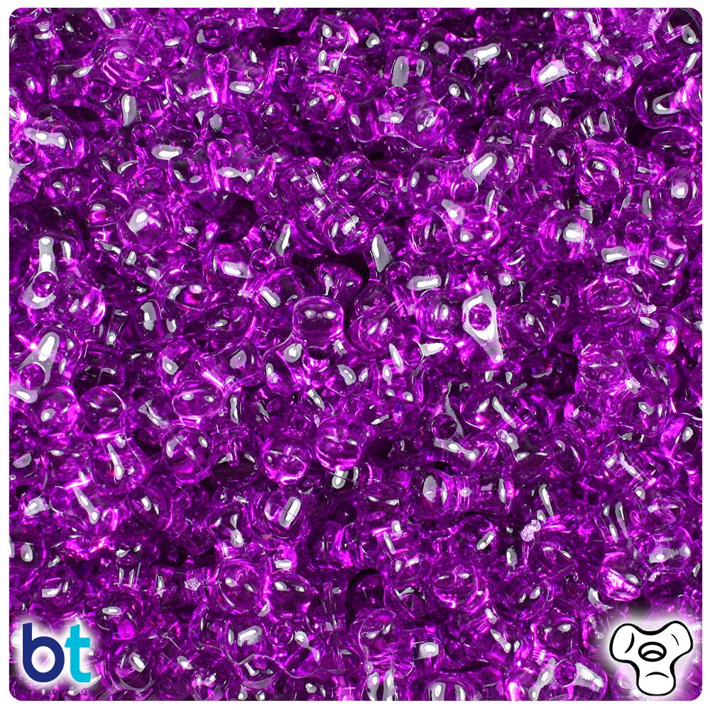 BeadTin Lilac Transparent 11mm TriBead Plastic Craft Beads (500pcs)