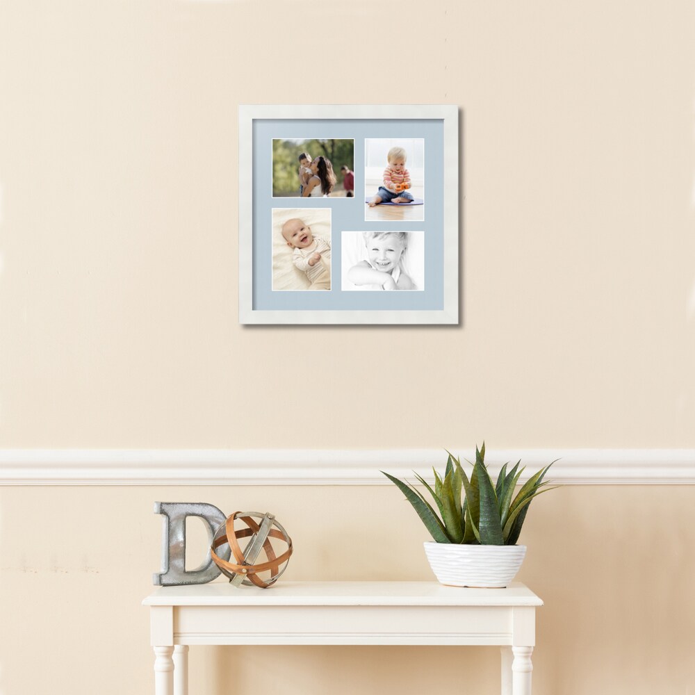 ArtToFrames Collage Photo Picture Frame with 4 - 5x7 inch Openings, Framed in White with Over 62 Mat Color Options and Plexi Glass (CSM-3966-179)