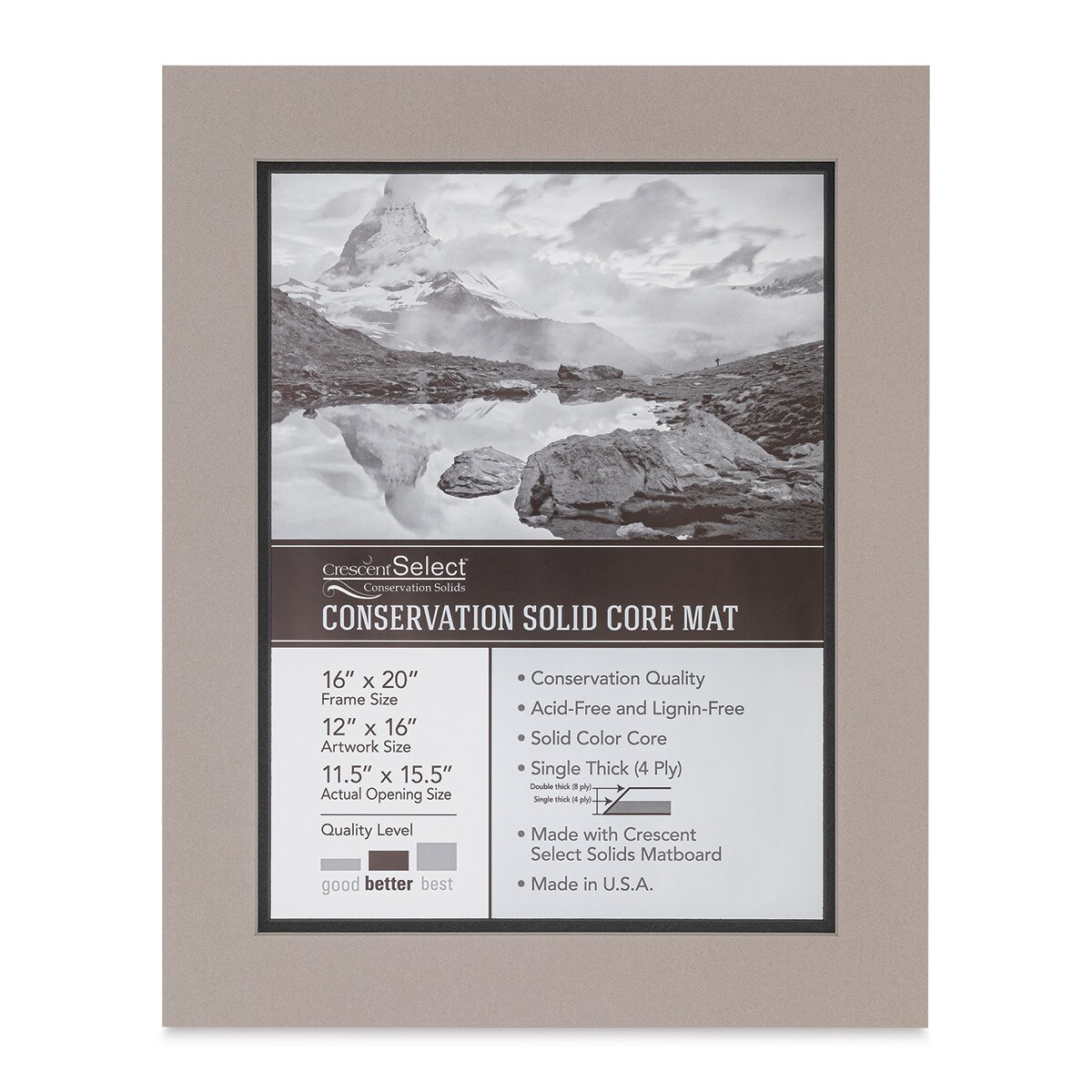 Crescent Select Conservation Solids Pre-Cut Double Mat - Gray/Dark Gray, 4 ply, 16&#x22; x 20&#x22;