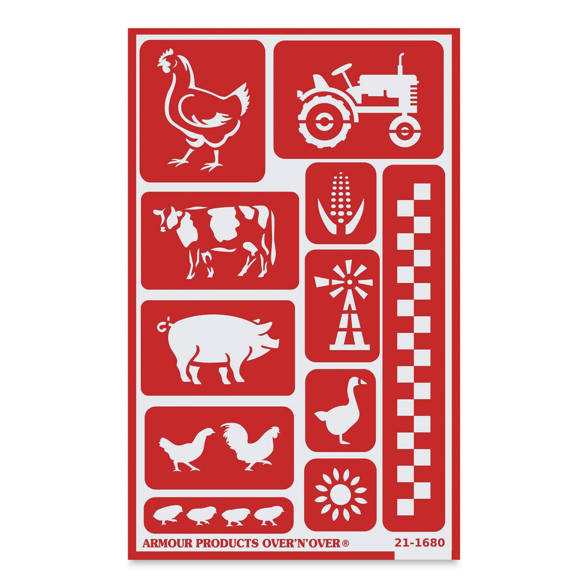 Armour Over &#x2018;N&#x2019; Over Glass Etching Stencil - Farm Friends