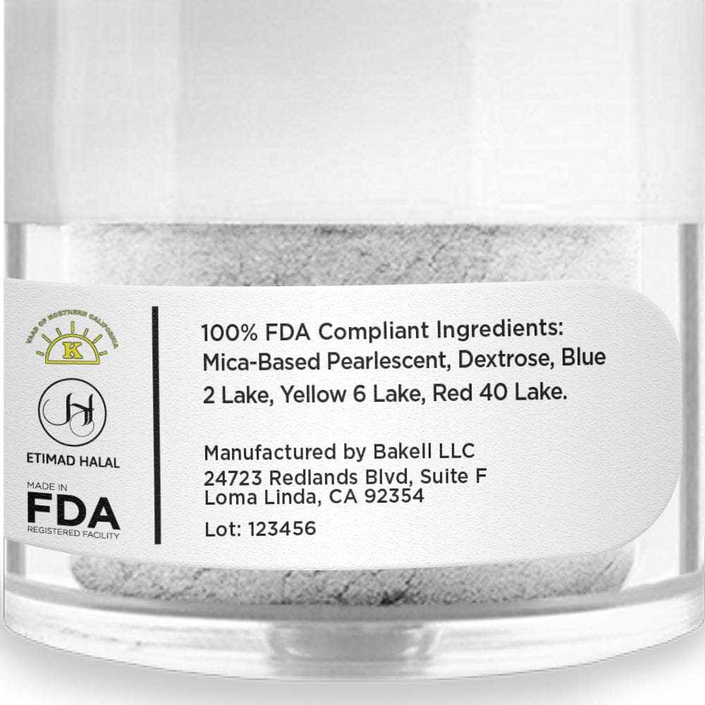 Silver Pearl Luster Dust Edible Glitter Dust for Desserts, Pastries