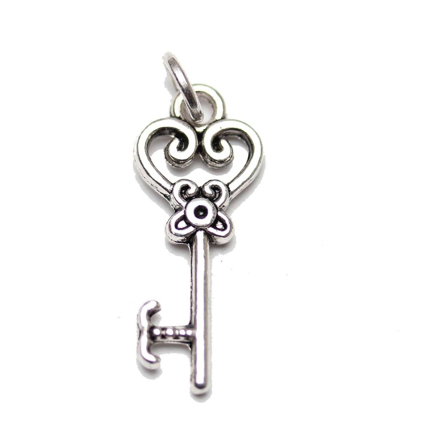 Antique Silver Plated Fancy Key Charm 9x21mm - 3pcs | Michaels