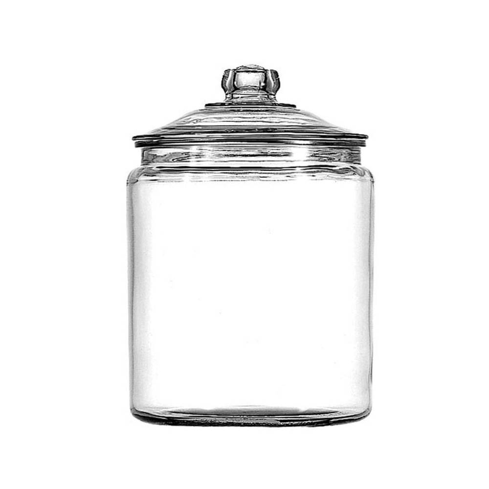 Anchor Hocking Glass Storage Jar, Clear Heritage Container with Lid, 1/2 Gallon