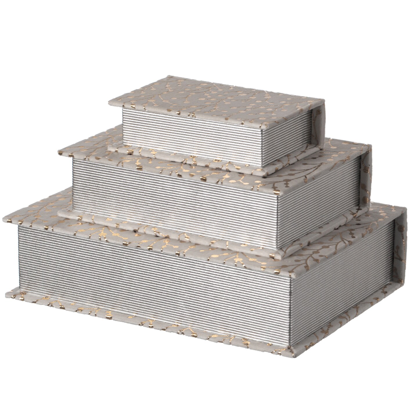 Set of 3 Velvet Vintage Storage Wooden Antique Classic Decorative Book