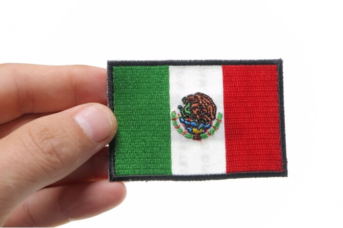 Patch, Embroidered Patch (Iron-On or Sew-On), Mexico Mexican Flag Patch, 3&#x22; x 2&#x22;