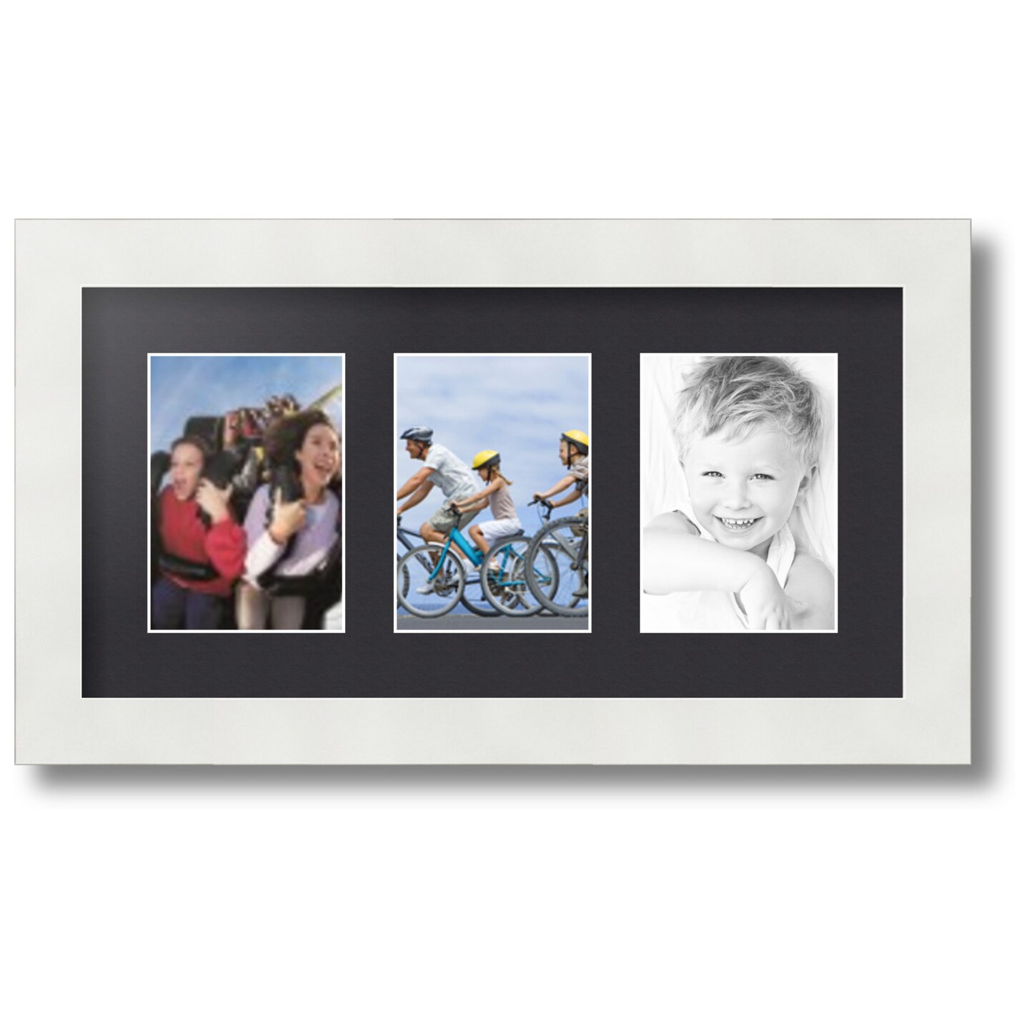 ArtToFrames Collage Photo Picture Frame with 3 - 3.5x5 inch Openings, Framed in White with Over 62 Mat Color Options and Regular Glass (CSM-3966-29)