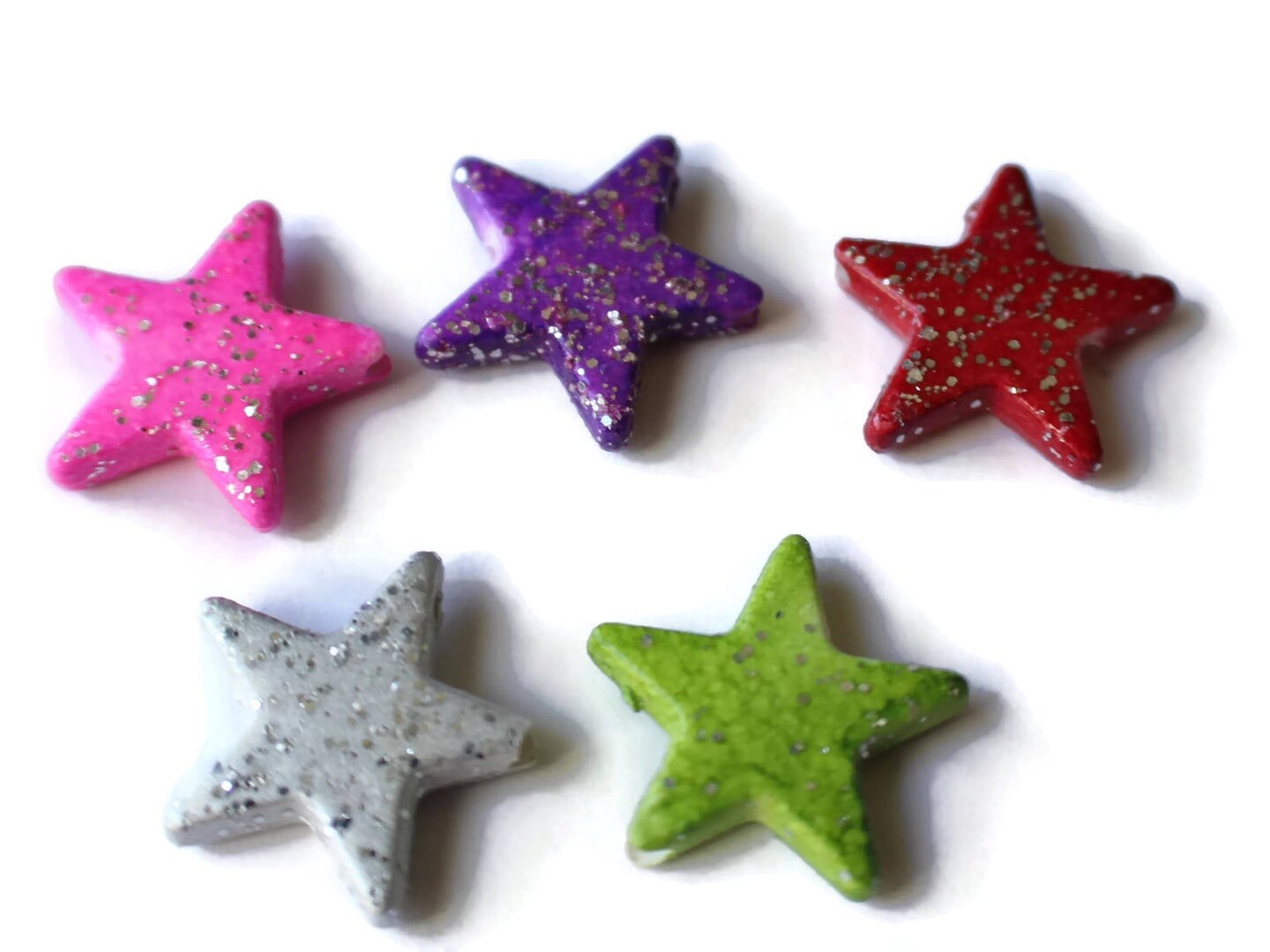 30 16mm Sparkly Star Beads Plastic Beads You Pick the Color