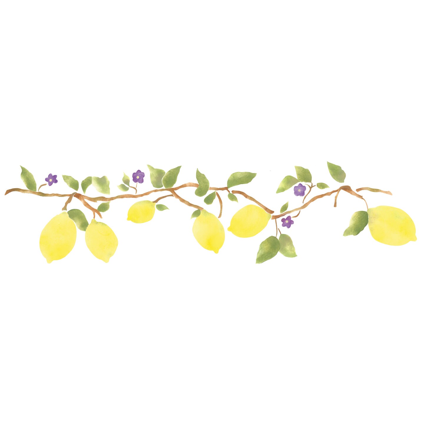 Lemon Branch Wall Stencil Border | 3274 by Designer Stencils | Animal &#x26; Nature Stencils | Reusable Art Craft Stencils for Painting on Walls, Canvas, Wood | Reusable Plastic Paint Stencil for Home Makeover | Easy to Use &#x26; Clean Art Stencil