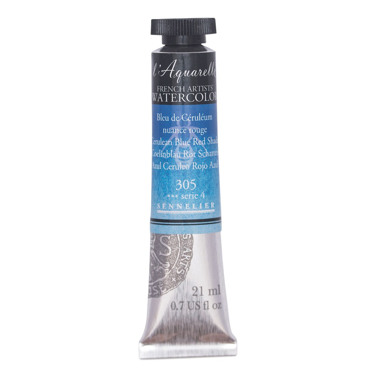 Sennelier French Artists&#x27; Watercolor - Cerulean Blue Red Shade, 21 ml, Tube