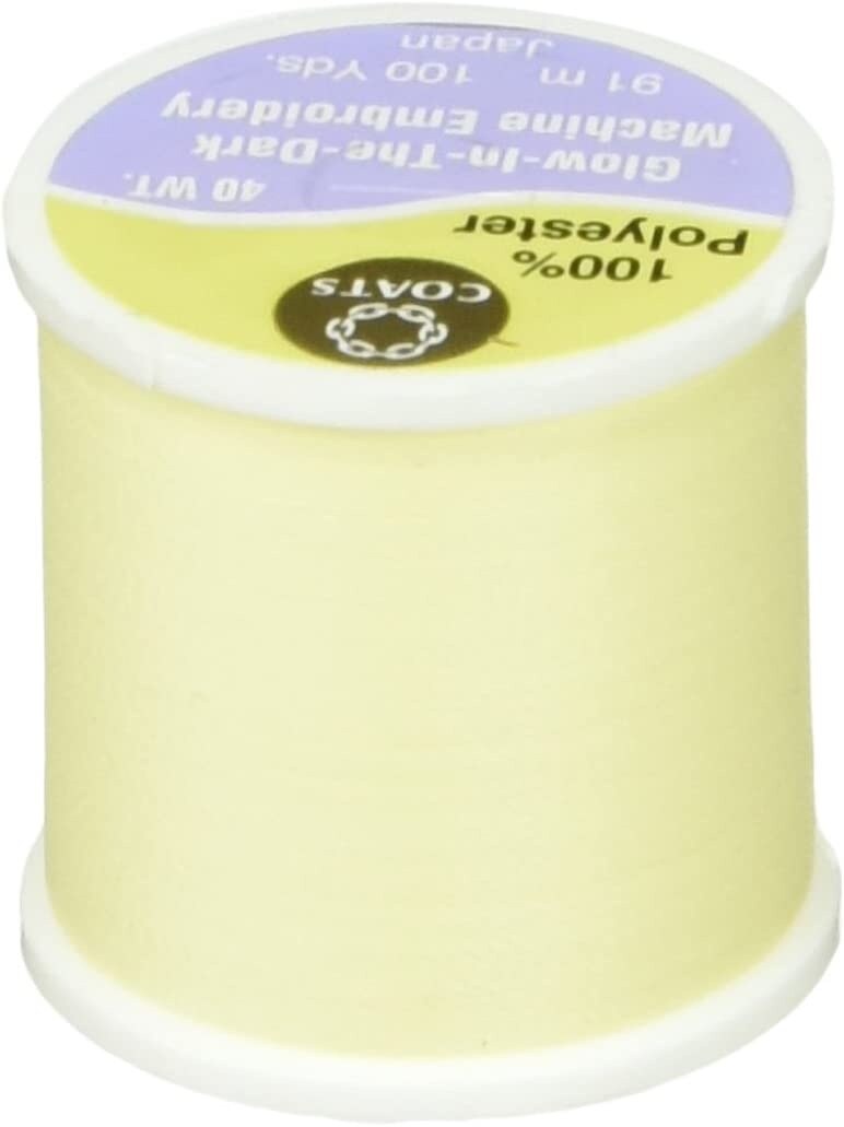 Coats Glow-in-the-Dark Machine Embroidery Thread 100Yd-Yellow