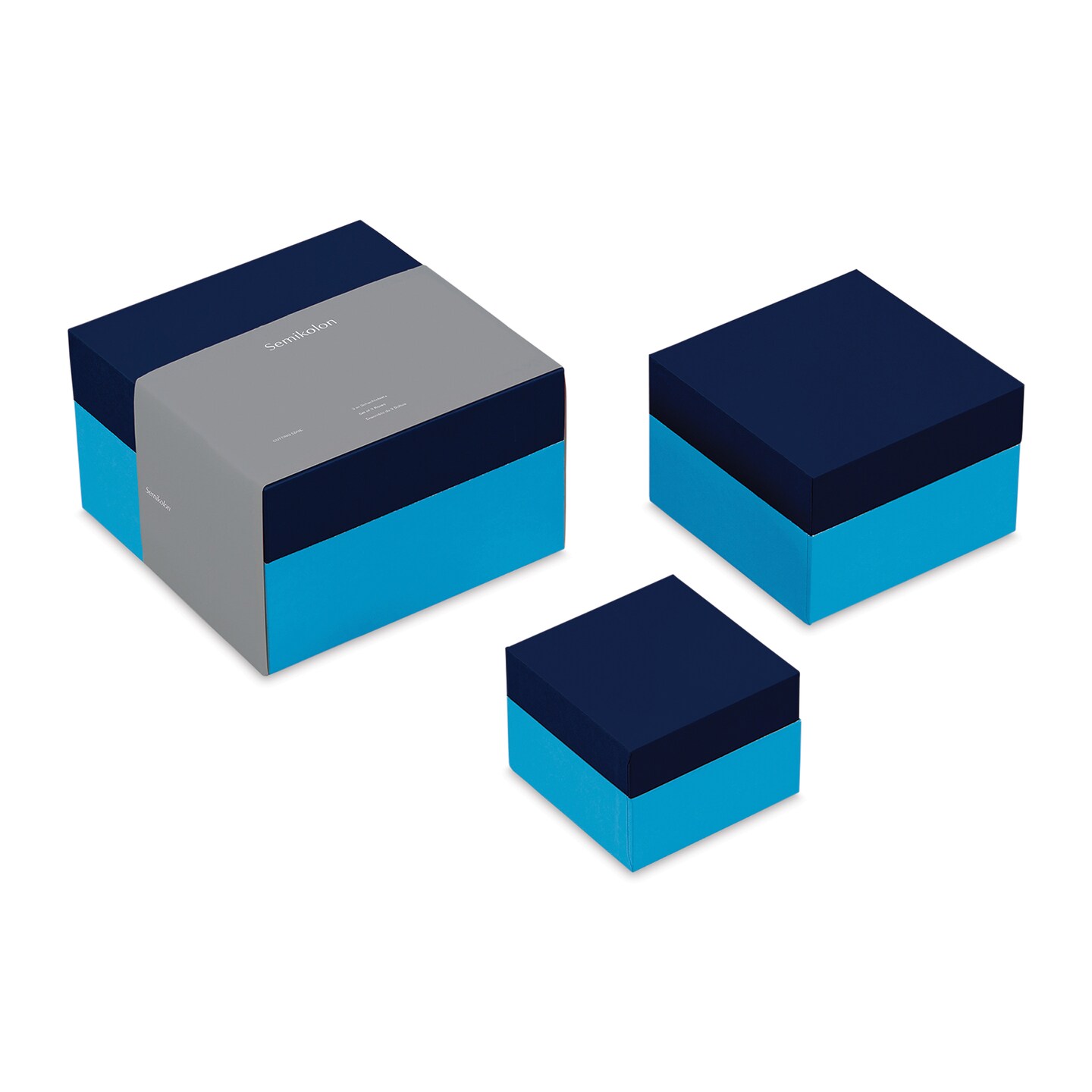 Semikolon Cutting Edge Nesting Gift Boxes - Marine/Aqua, Set of 3