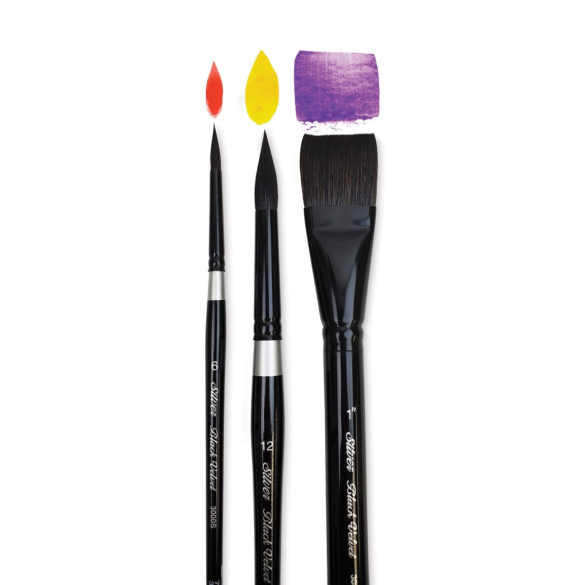 Silver Brush Limited Black Velvet Watercolor Brush Set 3-pkg-round