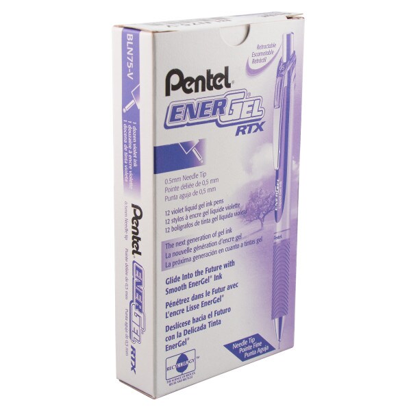 EnerGel RTX Retractable Liquid Gel Pen, (0.5mm) Needle Tip, Fine Line, Violet Ink