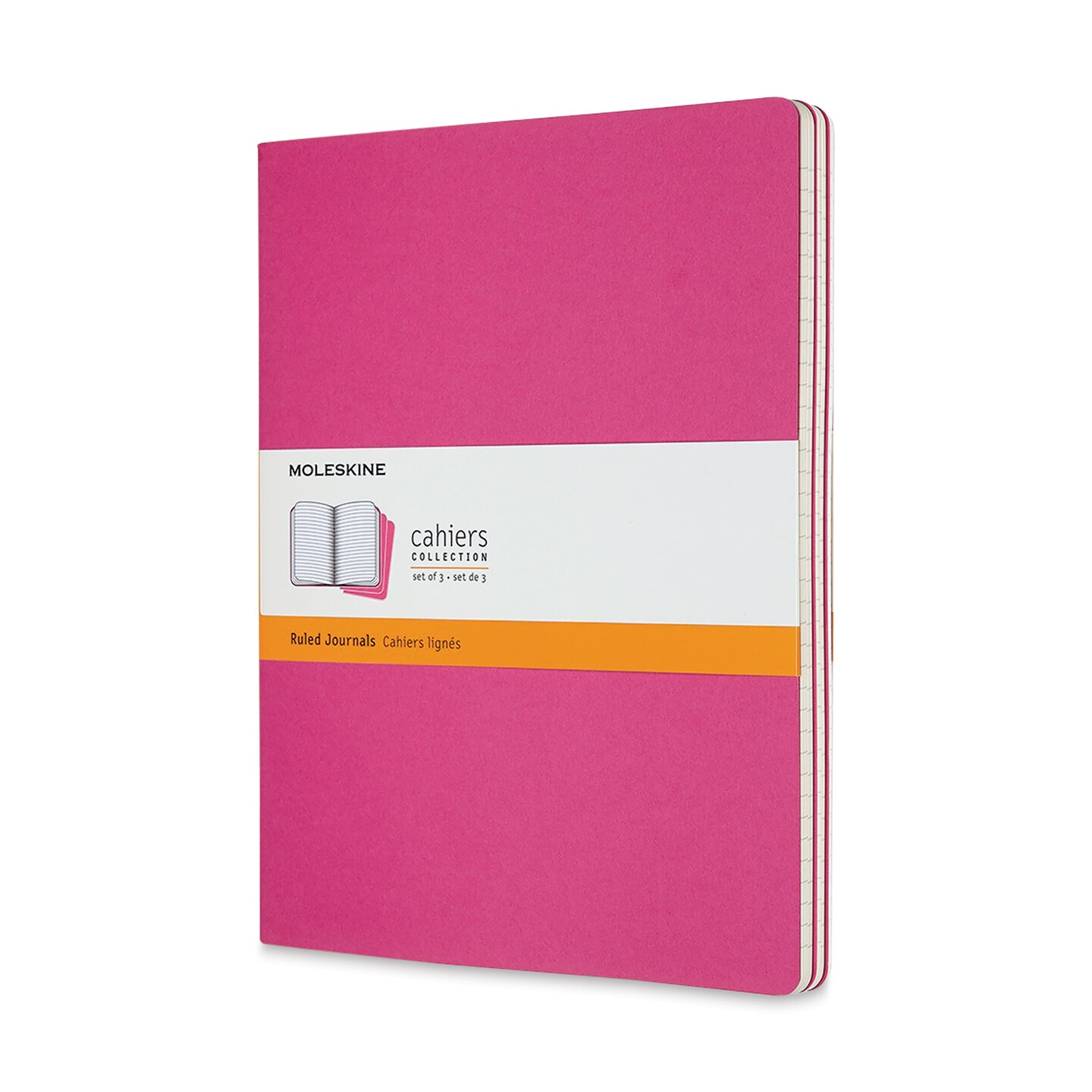 Moleskine Cahier Journals - 9-3/4&#x22; x 7-1/2&#x22;, Ruled, Kinetic Pink, Pkg of 3