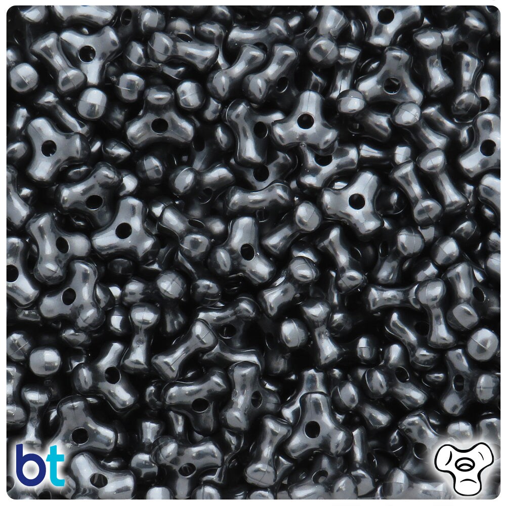 BeadTin Black Pearl 11mm TriBead Plastic Craft Beads (500pcs)