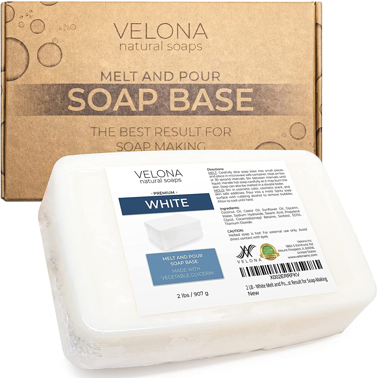 2 LB - White Melt and Pour Soap Base by Velona, SLS/SLES Free, Natural  Bars for The Best Result for Soap-Making