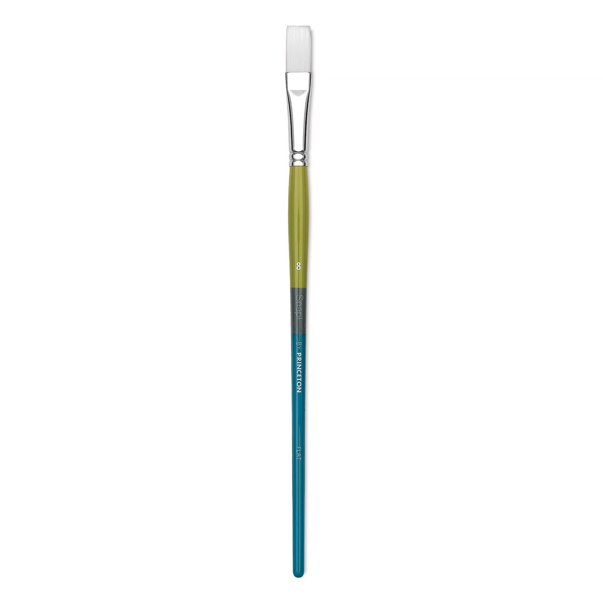 Princeton Snap! White Taklon Brush - Flat, Long Handle, Size 8