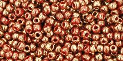 Toho 11/0 Round Japanese Seed Bead, TR11-1708, Gilded Marble Orange