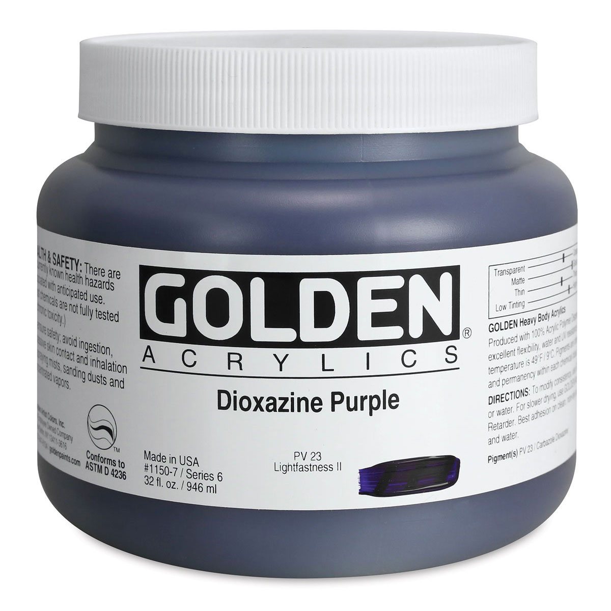 Golden Heavy Body Artist Acrylics - Dioxazine Purple, 32 oz Jar