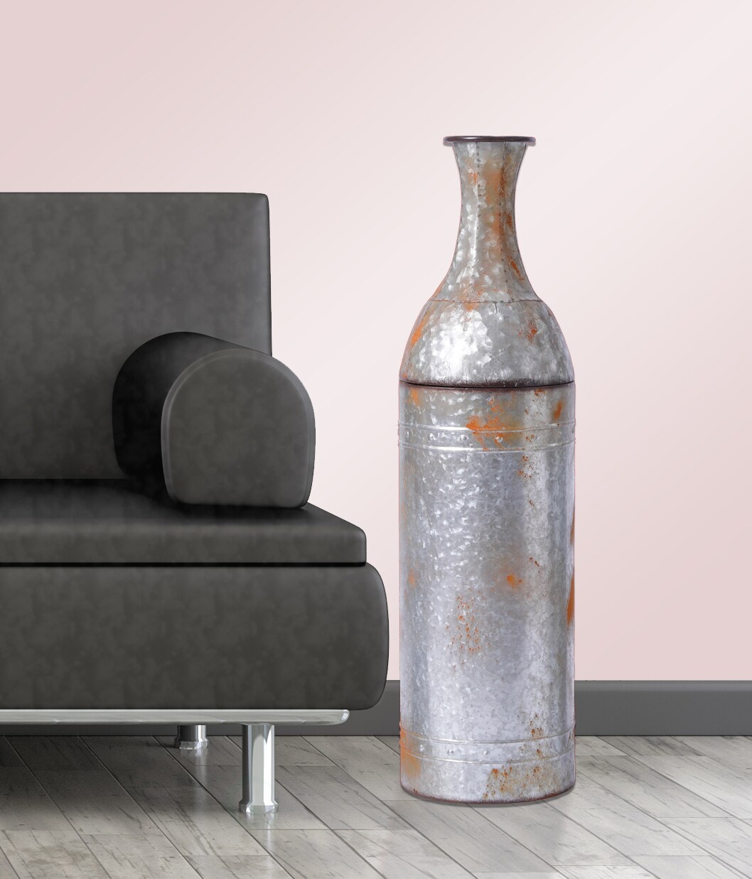 Rustic Farmhouse Style Galvanized Metal Floor Vase Decoration