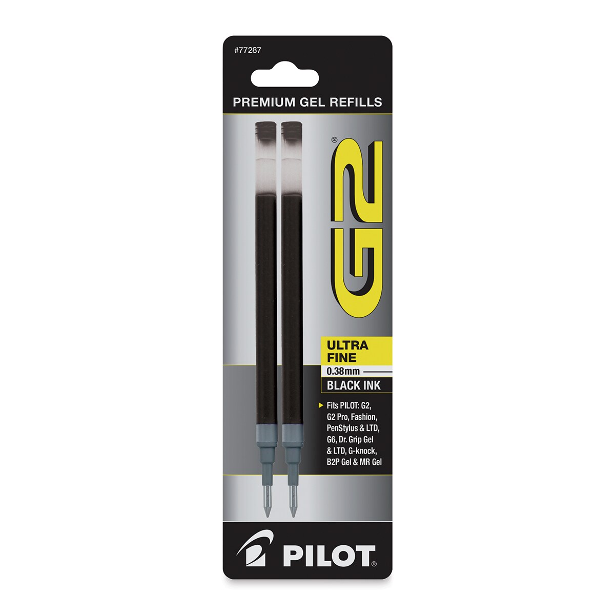 Pilot G2 Gel Pen Refill - 0.38 mm, Black, Ultra Fine, Pkg of 2