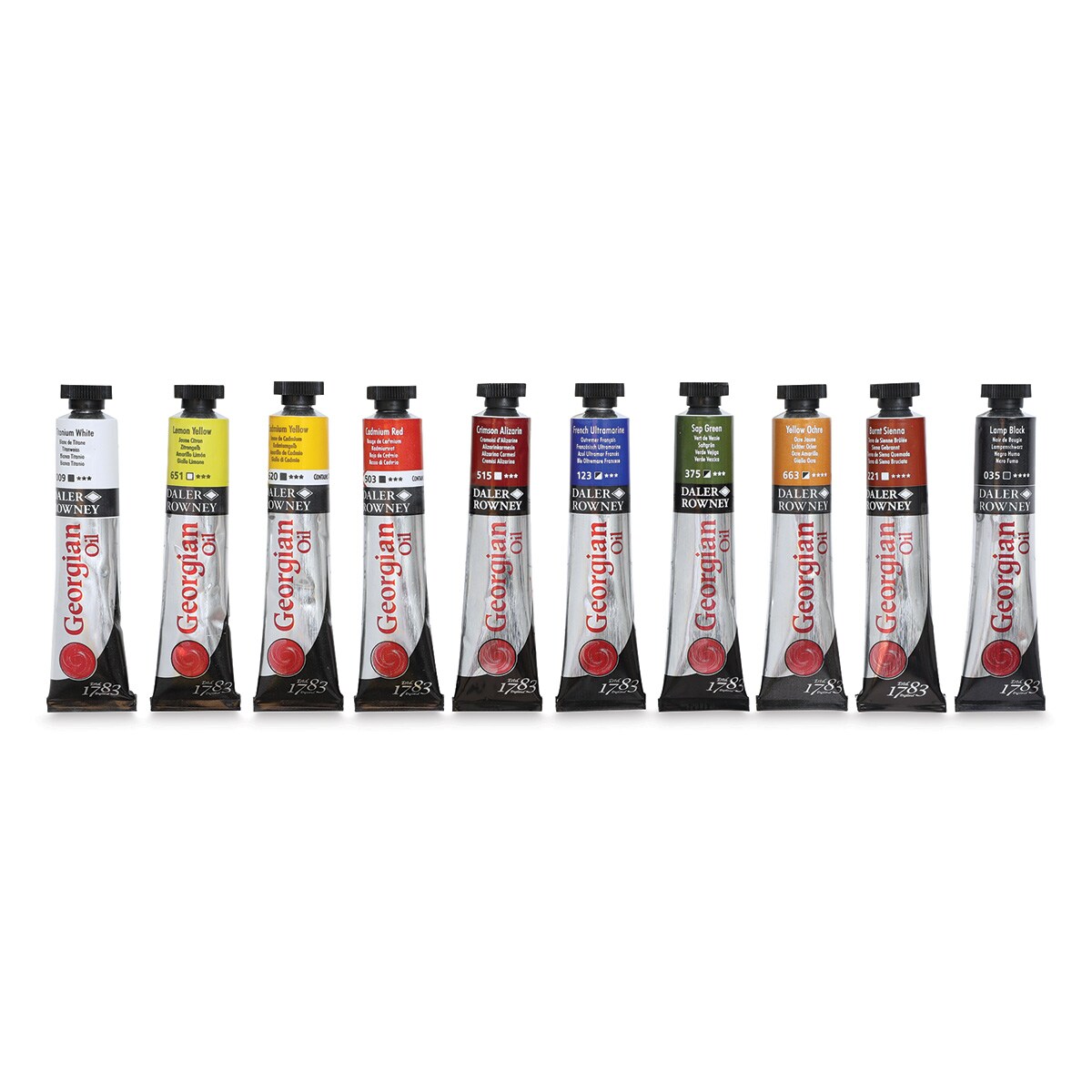 Daler-Rowney Georgian Oil Paint - Set of 10, Introduction Colors, 22 ml Tubes