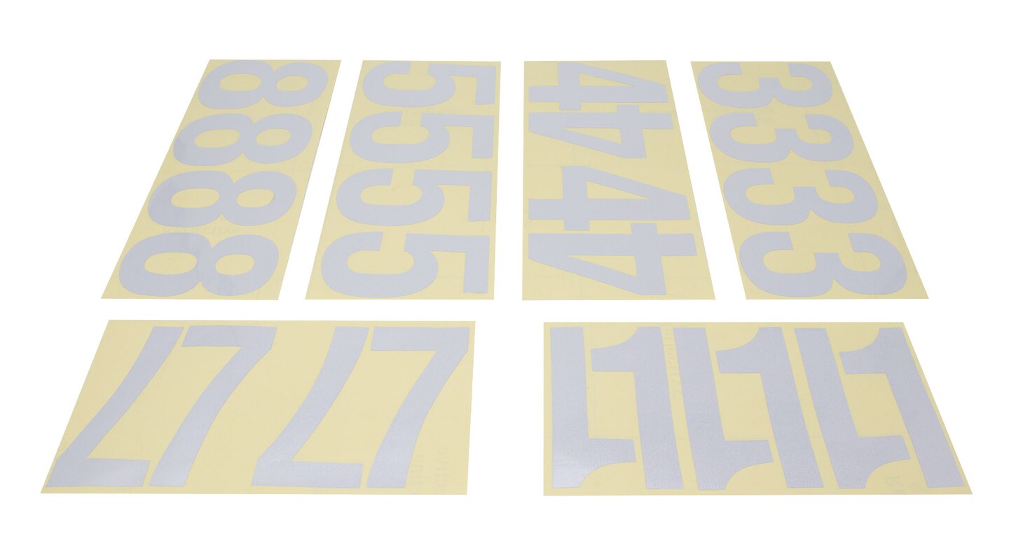 Address America  Pack of 44 Pre-Cut Reflective Numbers 4&#x22;  white reflective