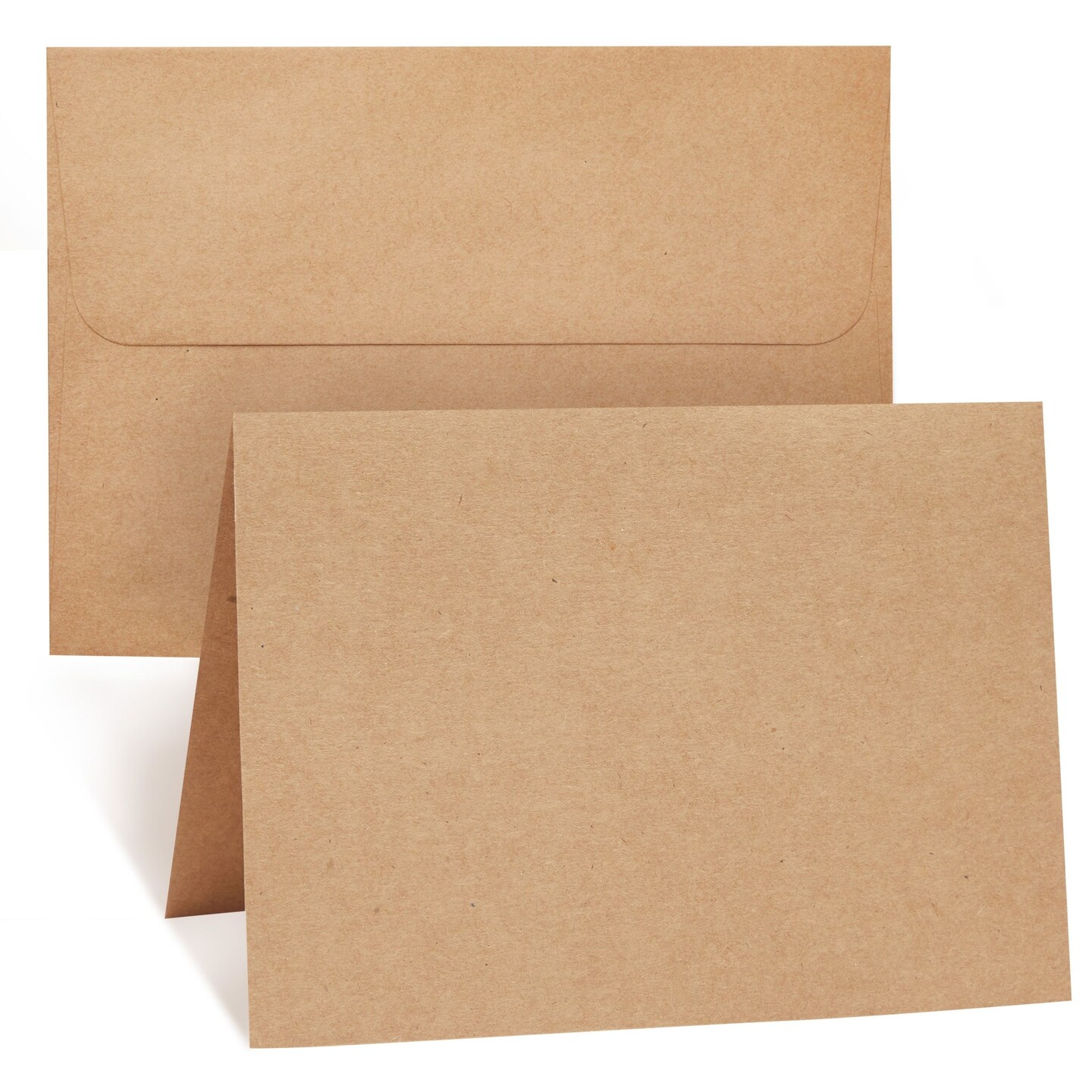 Set of 100 A7 Cardstock Half-Fold Sheets and Kraft Envelopes Set for Invitations and Cards (Brown, 5x7 In)