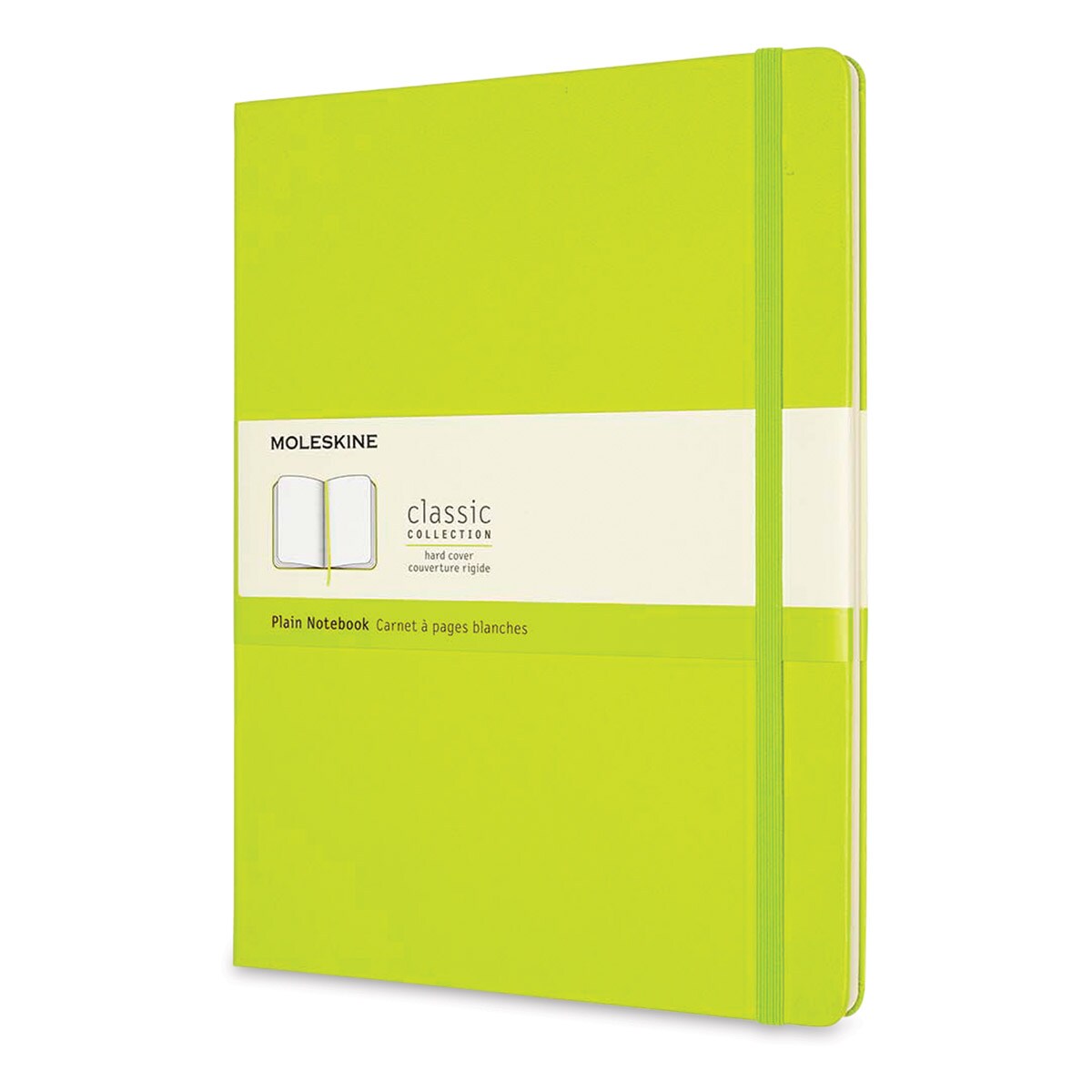 Moleskine Classic Hardcover Notebook - Lemon Green, Blank, 9-3/4&#x22; x 7-1/2&#x22;