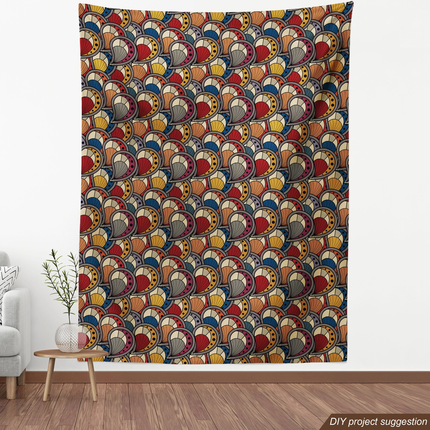 Ambesonne African Fabric by The Yard, Paisley Motifs Geometric Design Dots Lines Teardrop Shape Curved Tip, Decorative Fabric for Upholstery and Home Accents, 3 Yards, Burgundy Mustard