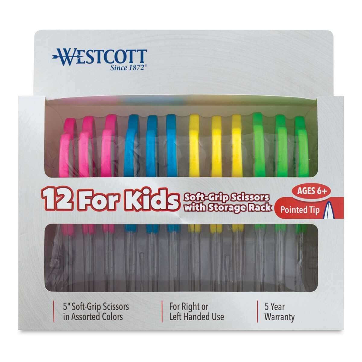 Westcott Soft Handle Scissors Teacher Pack - Set of 12, Assorted Colors, Pointed