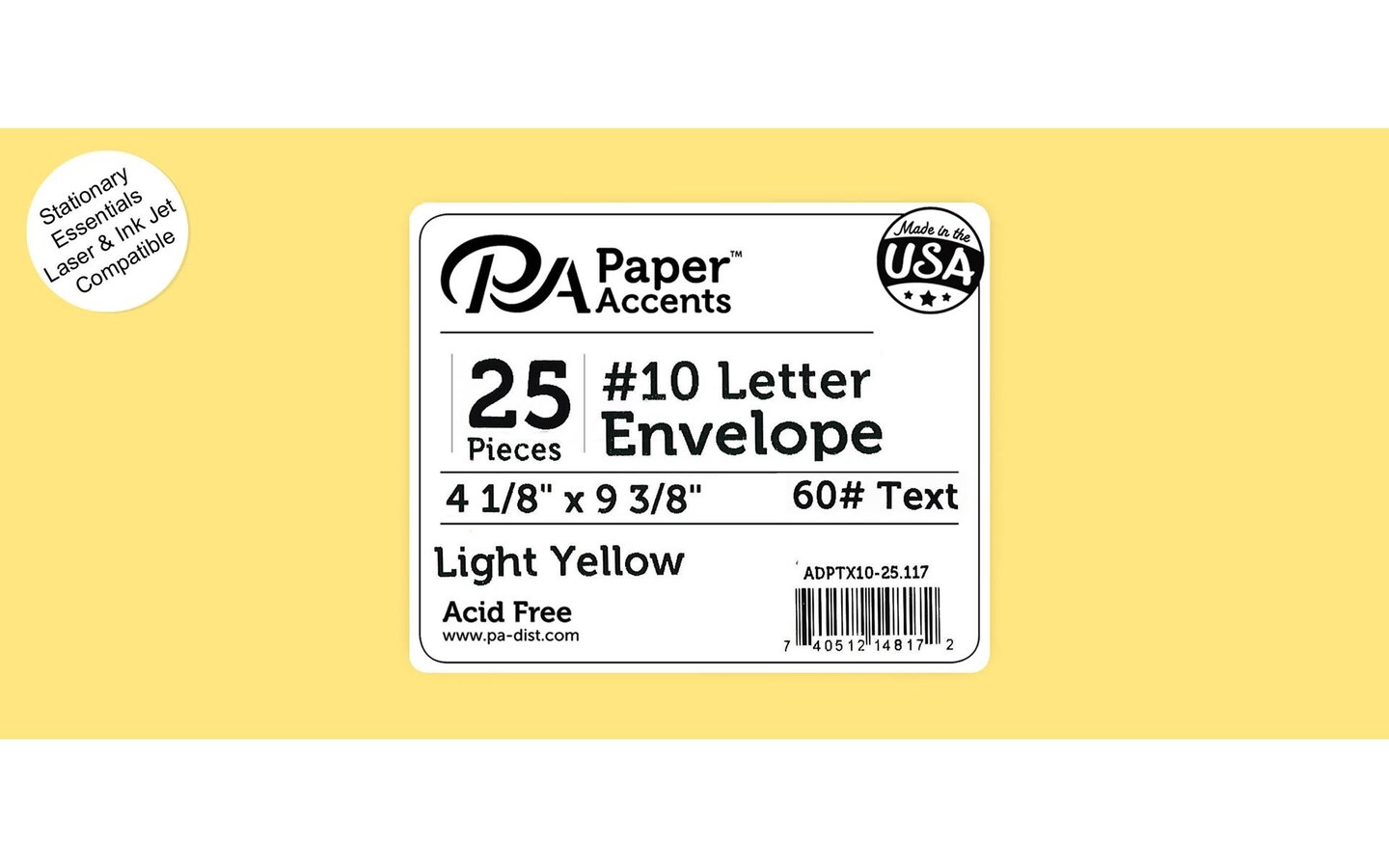 Envelope #10 Letter 25pc Light Yellow
