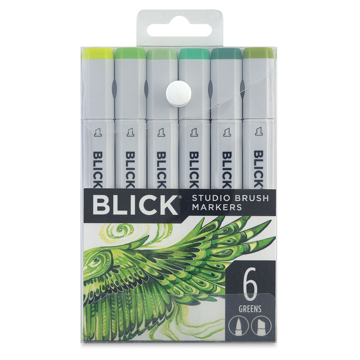 Blick Studio Brush Markers -  Green Colors, Set of 6