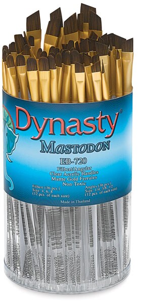 Dynasty Mastodon Synthetic Brush Canister - Filbert/Angle, Set of 84