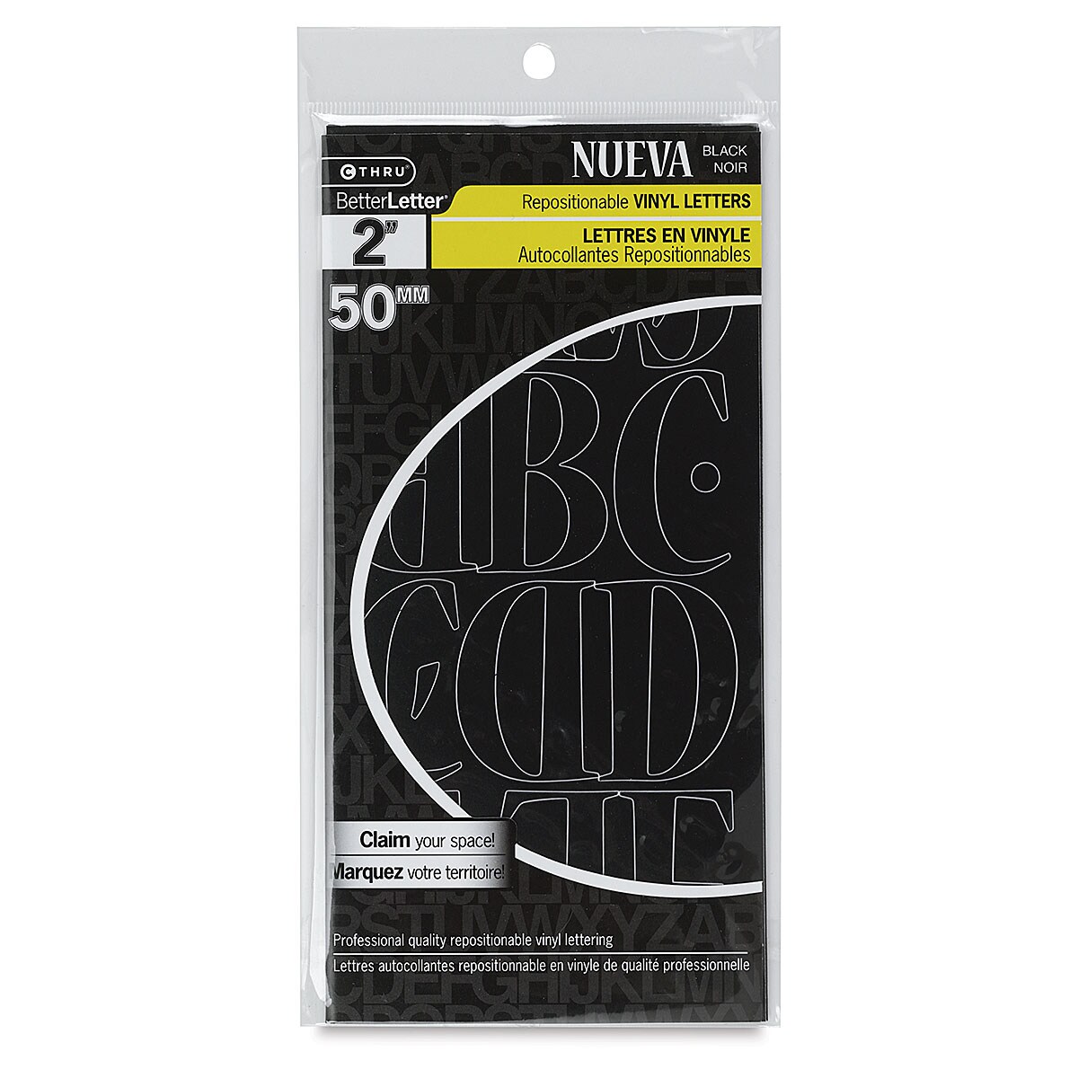 Westcott BetterLetter Self-Adhesive Vinyl Letters &#x2013; 2&#x201D; Repositionable Letters, Nueva, Black